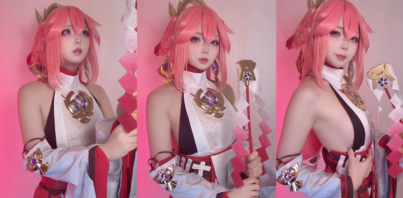 超淫美少女【chuchun】Cos八重神子,逼脸同框水晶棒猛插,高潮喷白浆浪叫不止